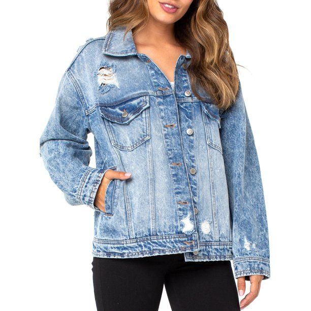 Celebrity Pink Junior's Destructed Boyfriend Jacket | Walmart (US)