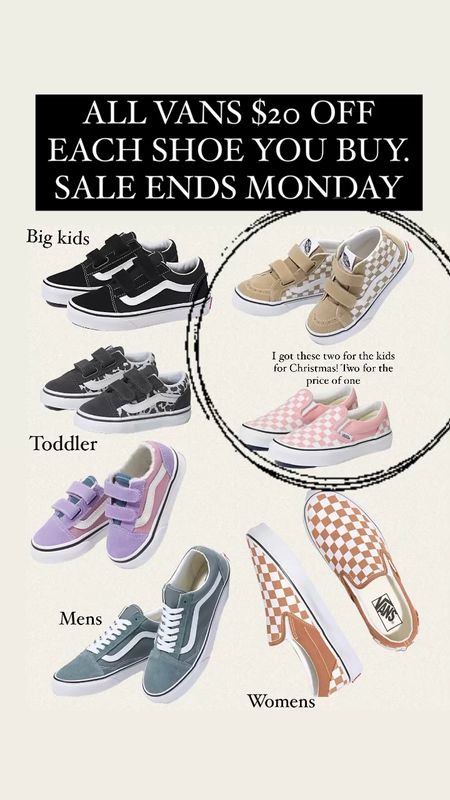 VANS sale! $20 OFF any pair of shoe on each shoe you buy! I ended up paying the price of one for two pairs of shoes. GREAT Christmas gift!! 

#LTKCyberweek #LTKsalealert #LTKshoecrush
