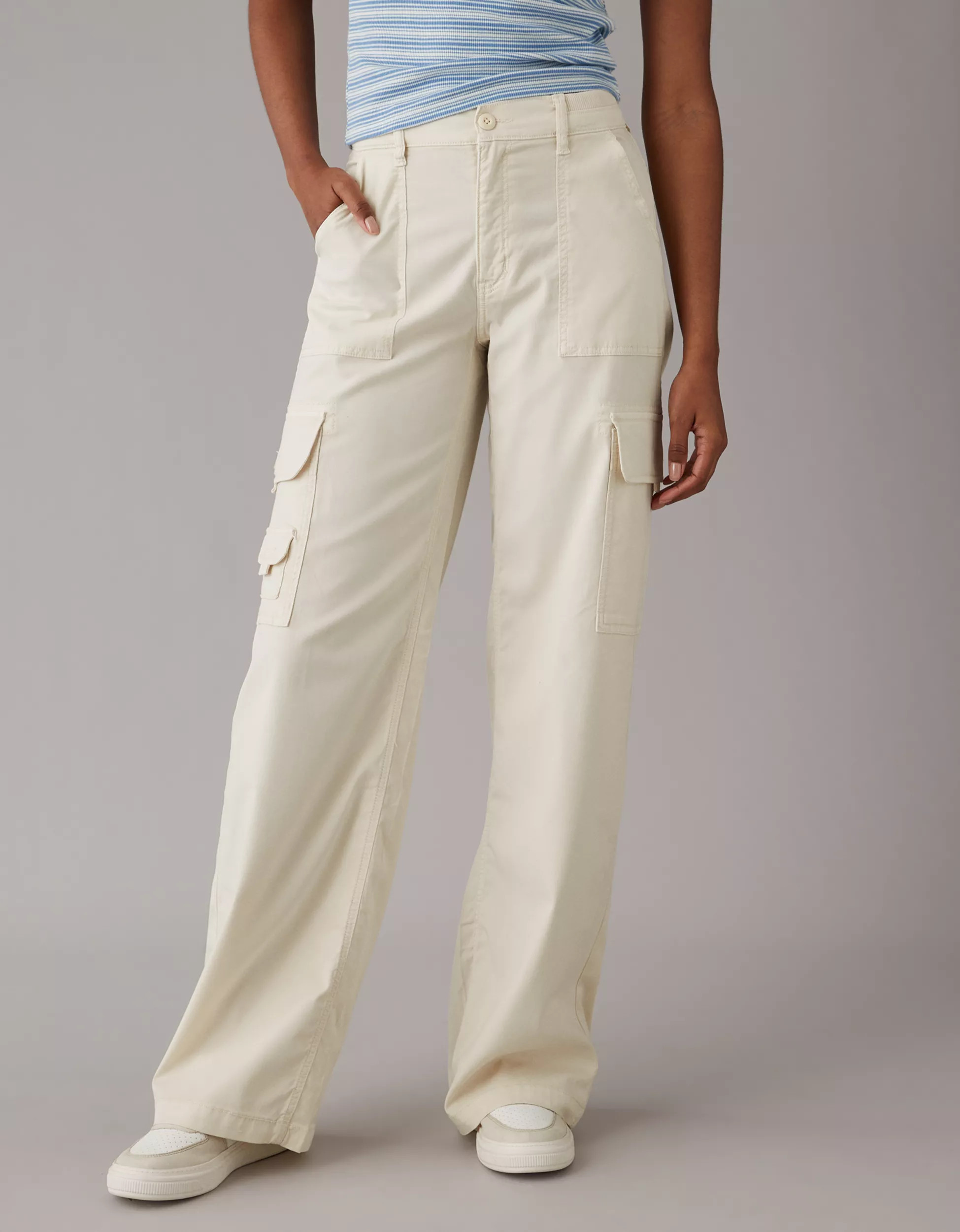 AE Dreamy Drape Stretch Cargo Super High-Waisted Baggy Wide-Leg Pant | American Eagle Outfitters (US & CA)