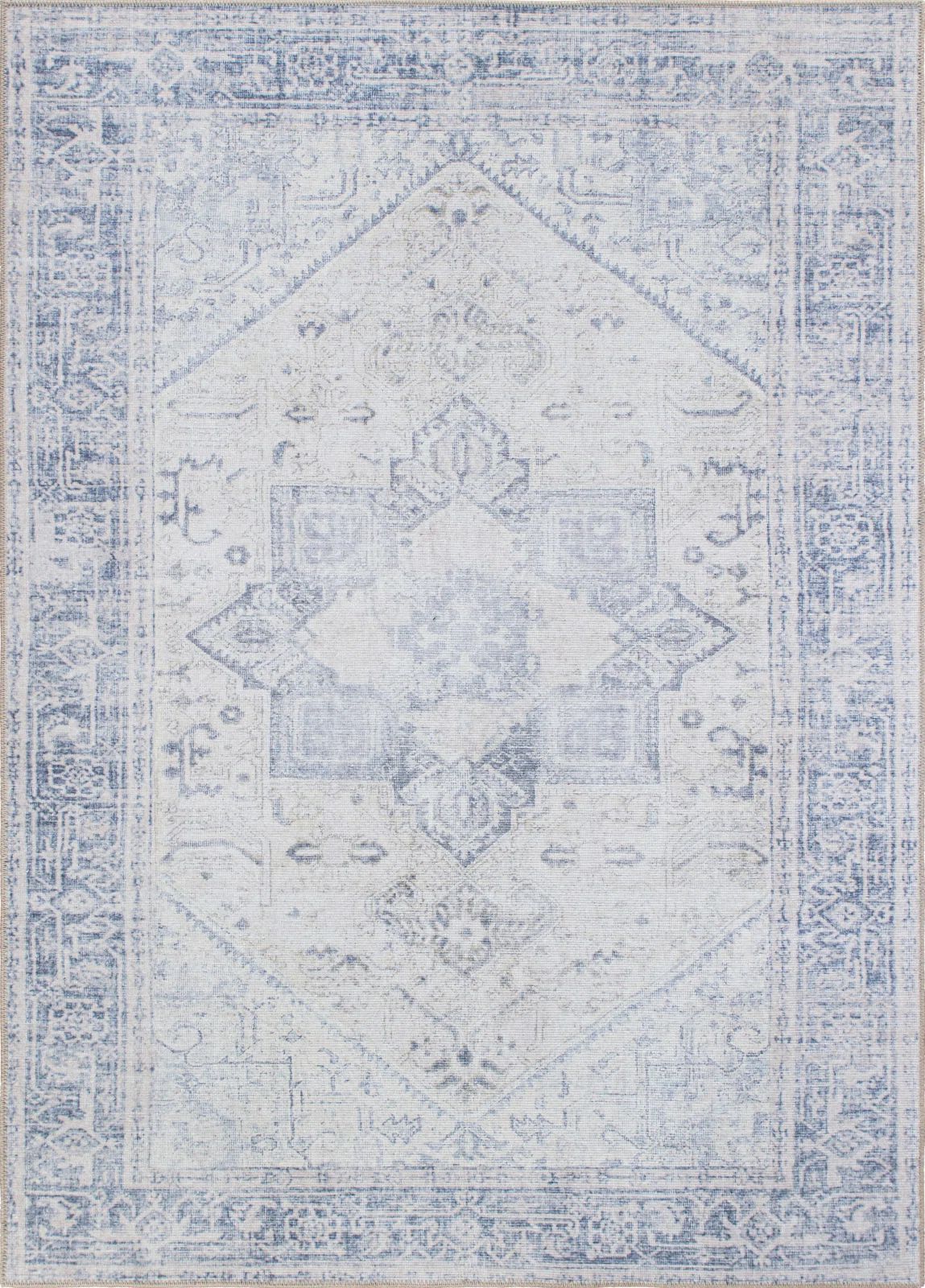 Somona Machine Washable Oriental Flatweave Performance Blue/Ivory Area Rug | Wayfair North America