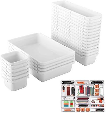 24 Pcs Interlocking Desk Drawer Organizer Tray Dividers Plastic Shallow Narrow Drawers Organizers... | Amazon (CA)