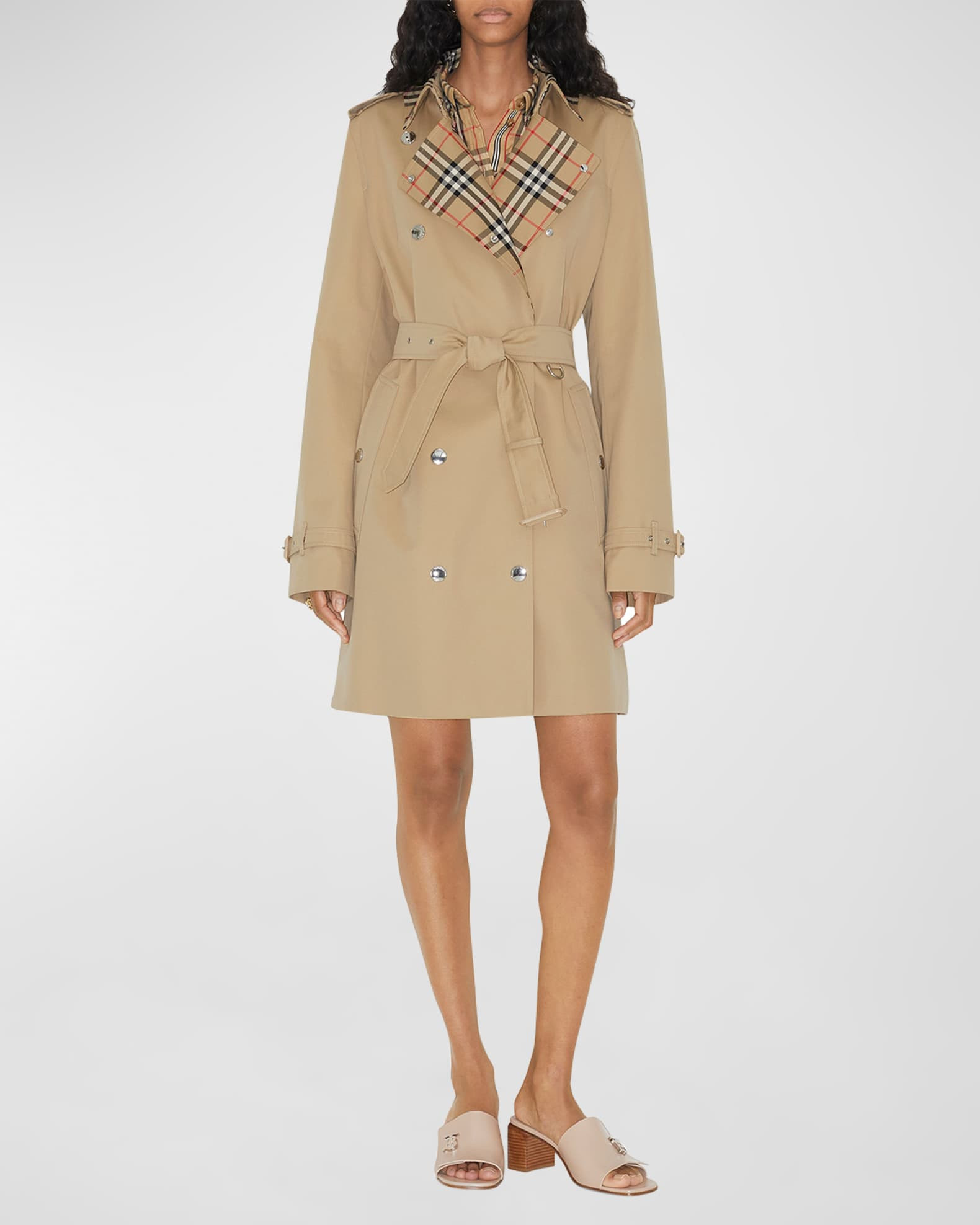 Montrose Check-Lined Trench Coat | Neiman Marcus