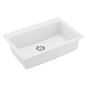 Karran Drop-In 33-in x 22-in White Quartz Single Bowl 1-Hole Kitchen Sink | Lowe's