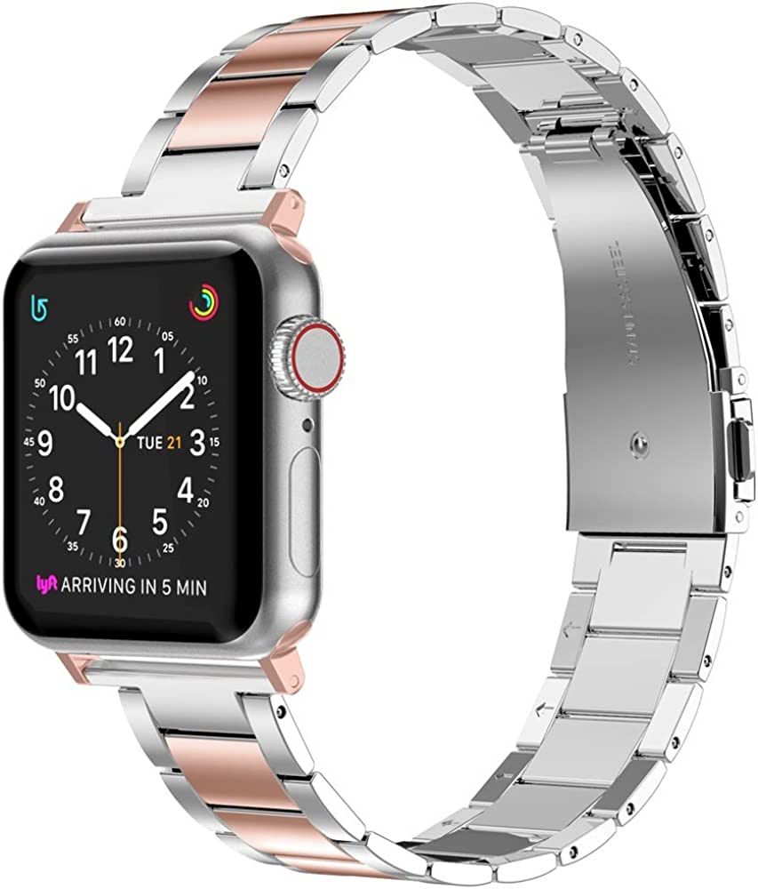 Wearlizer Stainless Steel Compatible with Apple Watch Band 38mm 40mm 41mm Women Men,Ultra-Thin Li... | Amazon (US)