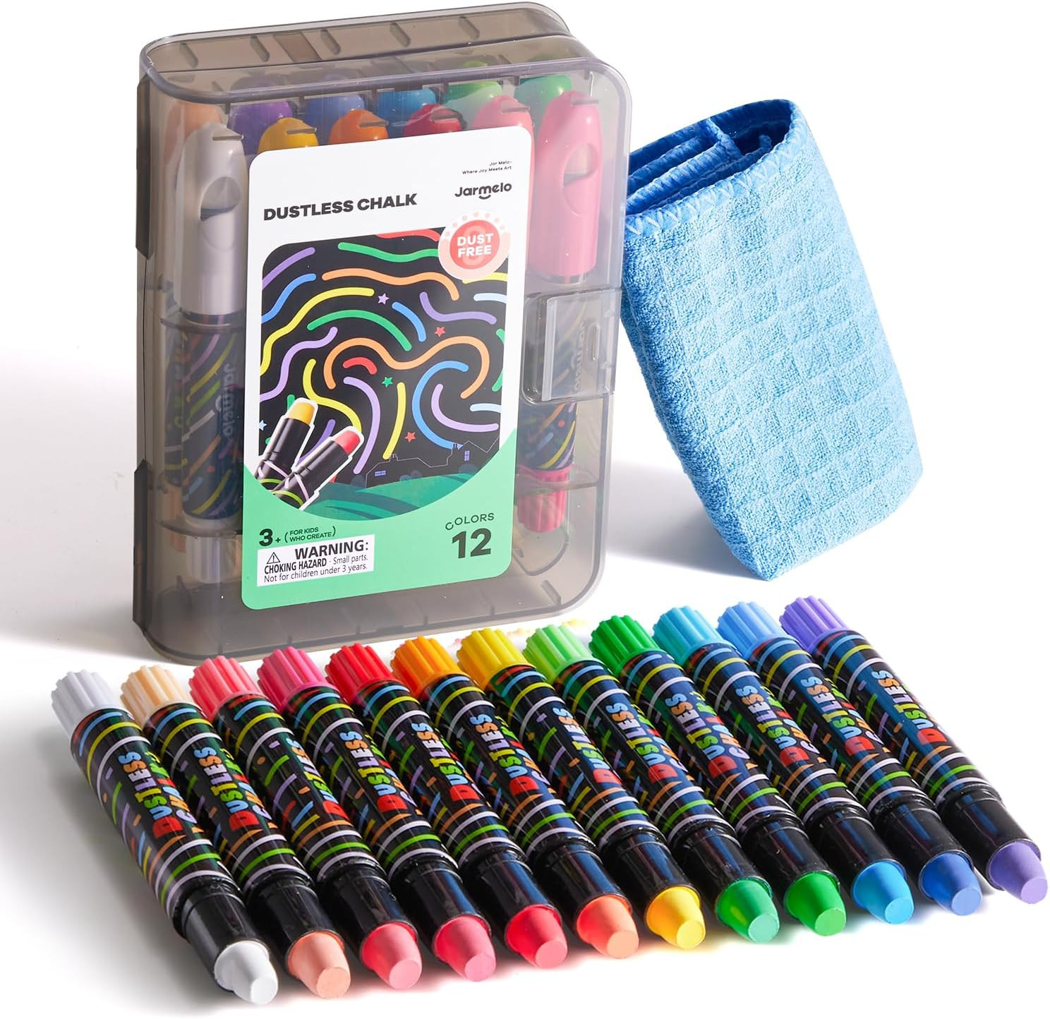 Dustless Chalk for Kids with Twist-Up Holders, 12 Washable Colors bulk | Amazon (US)