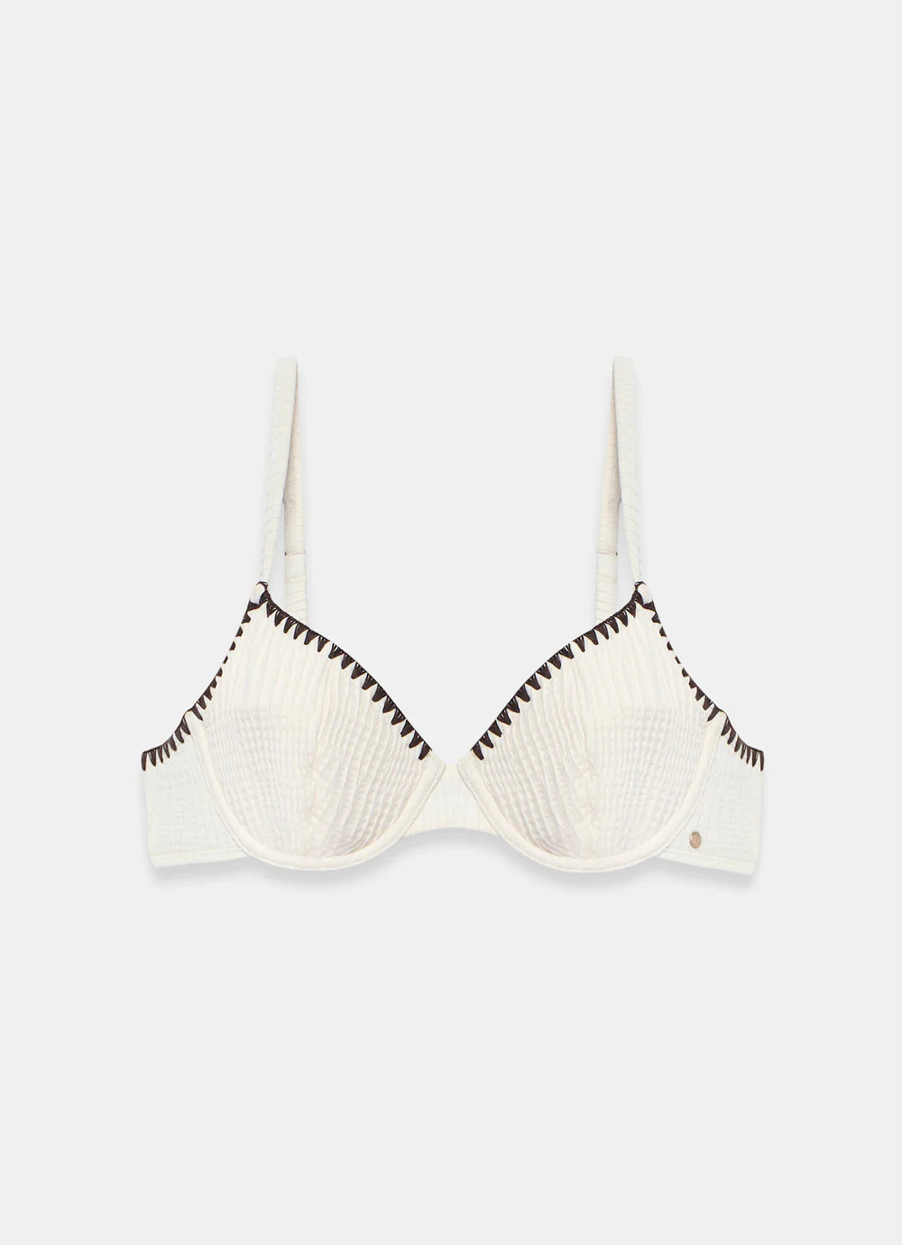 Cream Whipstitch Waffle Bikini Top | Mint Velvet