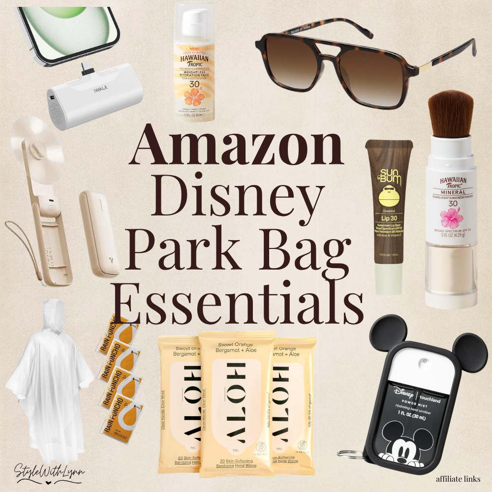 My Disney park bag lineup, the tiny heroes that keep the day smooth, cool, and meltdown‑free. Sunscreen, chapstick, sunnies, hand sanitizer, a mini fan, ponchos, and a charger. The essentials never fail.

Everything is linked!

disney park bag essentials | disney packing list | disney must haves | what to pack for disney | disney day bag | disney park tips | disney travel essentials | theme park packing list | disney bag checklist | disney trip essentials | disney summer essentials | disney heat essentials | disney rainy day essentials | disney backpack must haves | disney travel tips 

 #LTKmomlife #LTKTravel