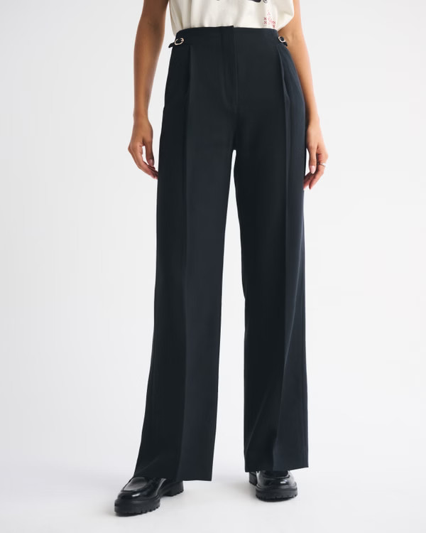 A&F Sloane Tailored Hardware Wide Leg Pant | Abercrombie & Fitch (UK)