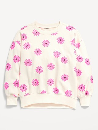 Slouchy Crew Neck Graphic Sweatshirt for Girls | Old Navy (US)