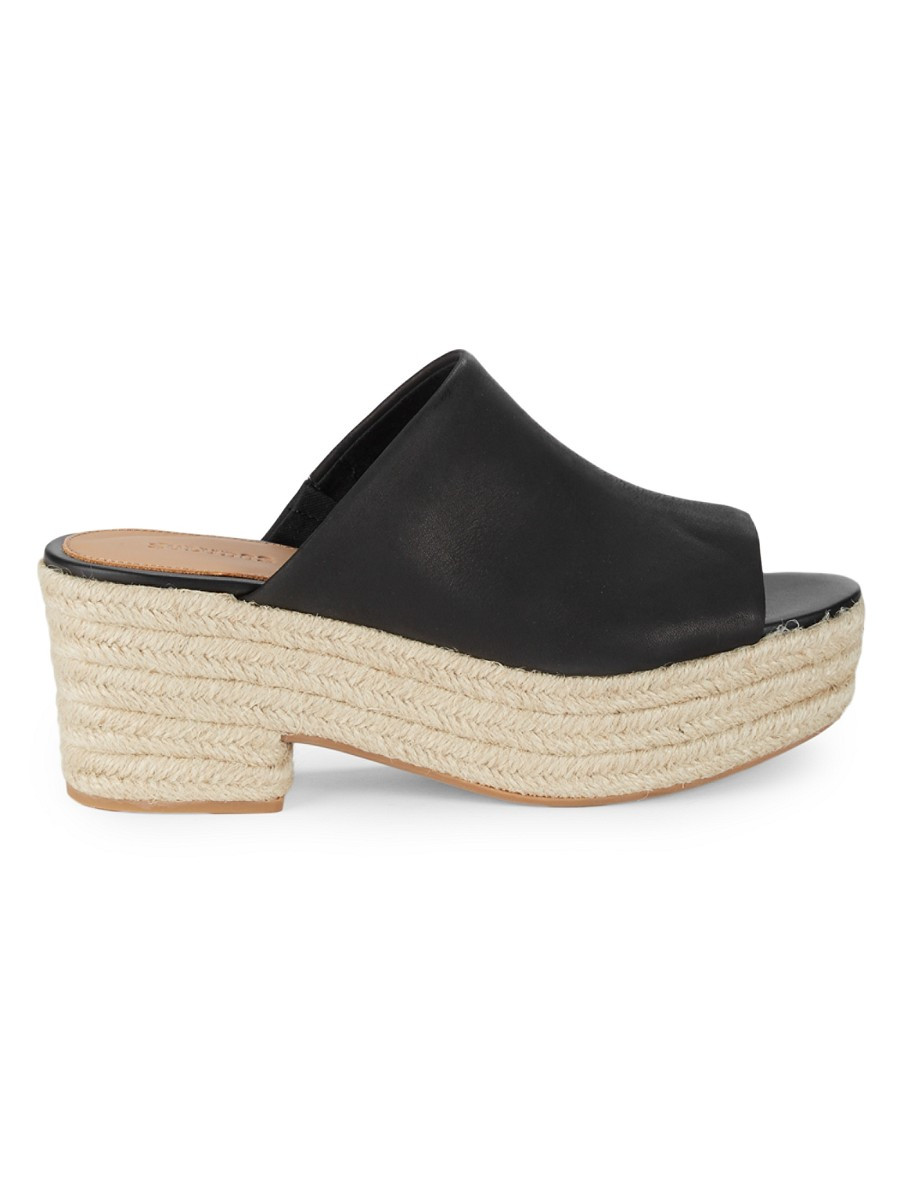 Soludos Women's Ravello Leather Platform Espadrille Slides - Black - Size 6.5 Sandals | Saks Fifth Avenue OFF 5TH