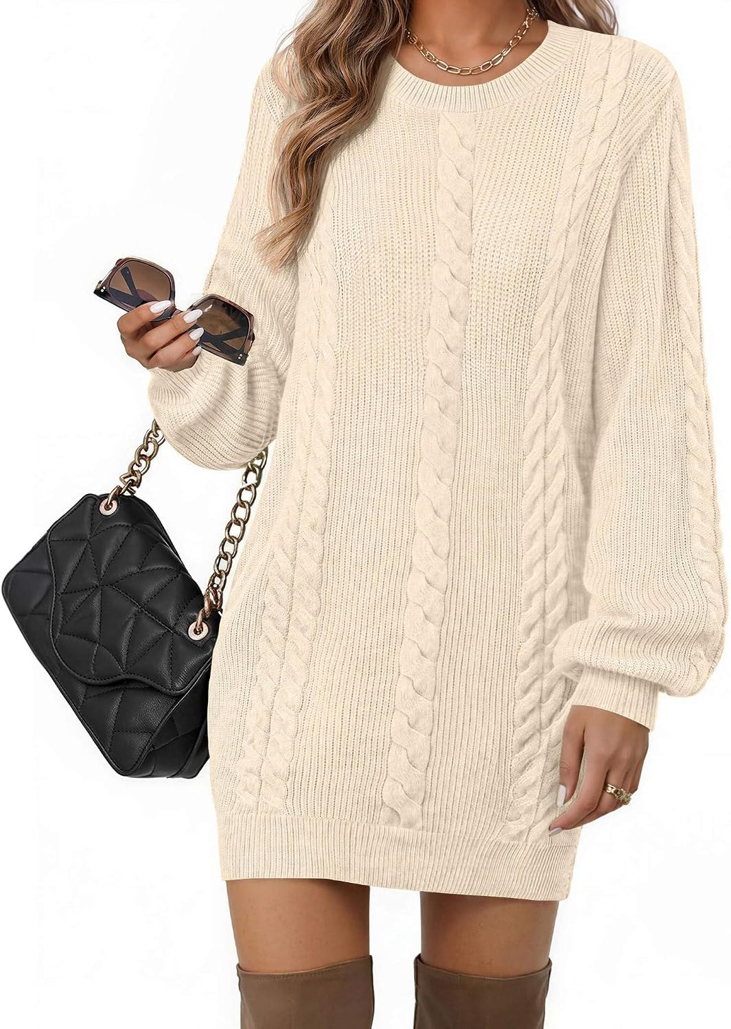Zeagoo Sweater Dresses for Women 2026 Fall Winter Long Sleeve Bodycon Dress | Amazon (US)