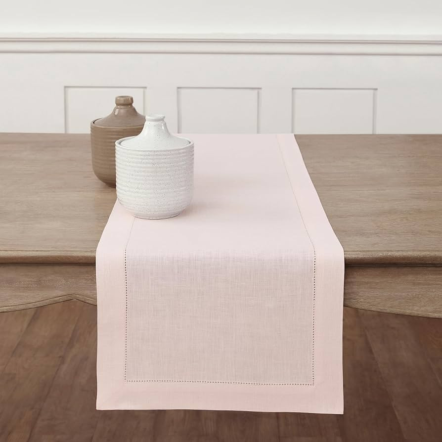 Solino Home Pink Linen Table Runner 108 inches Long – 100% Pure Linen 16 x 108 Inch Classic Hem... | Amazon (US)