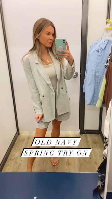 Old Navy Spring Try-On
Pinstripe Blazer + Shorts (XS)
Matching Pants linked below
Bright Green Pullover (S)
Square-neck Bodysuit (XS)
Athleisure Jacket — currently not available online
Knit Sleeveless Sweater (XS)

#LTKstyletip #LTKsalealert #LTKSeasonal