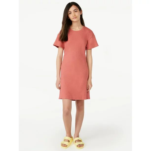 Free Assembly Girls Rib Knit T-Shirt Dress with Open Back Detail, Sizes 4-18 - Walmart.com | Walmart (US)