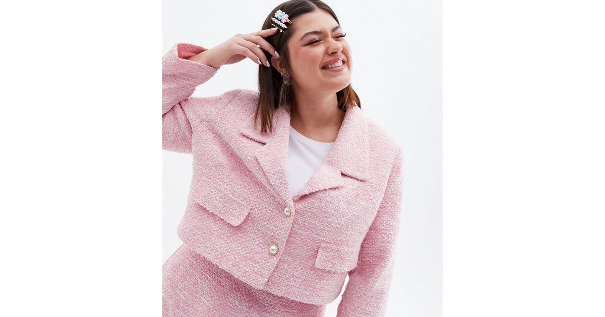 Too Cute for Words Curves Pink Crop Blazer
						
						Add to Saved Items
						Remove from Save... | New Look (UK)