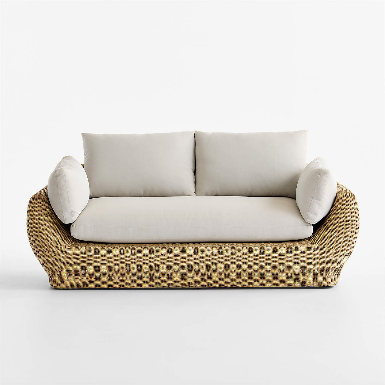 Ipanema 72" Wicker Outdoor Loveseat with Cushion + Reviews | Crate & Barrel | Crate & Barrel