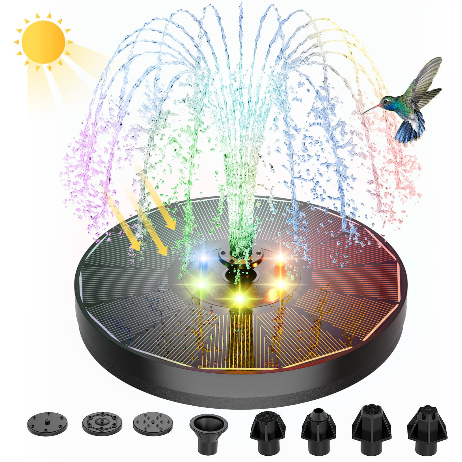 ALUKIKI Solar Powered Fountain 4W Bird Bath Fountains Pump Upgraded Glass Panel Fountains with Co... | Amazon (US)