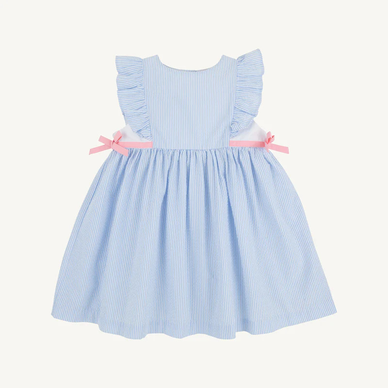 Pammy's Pinafore Dress - Breakers Blue Seersucker | The Beaufort Bonnet Company