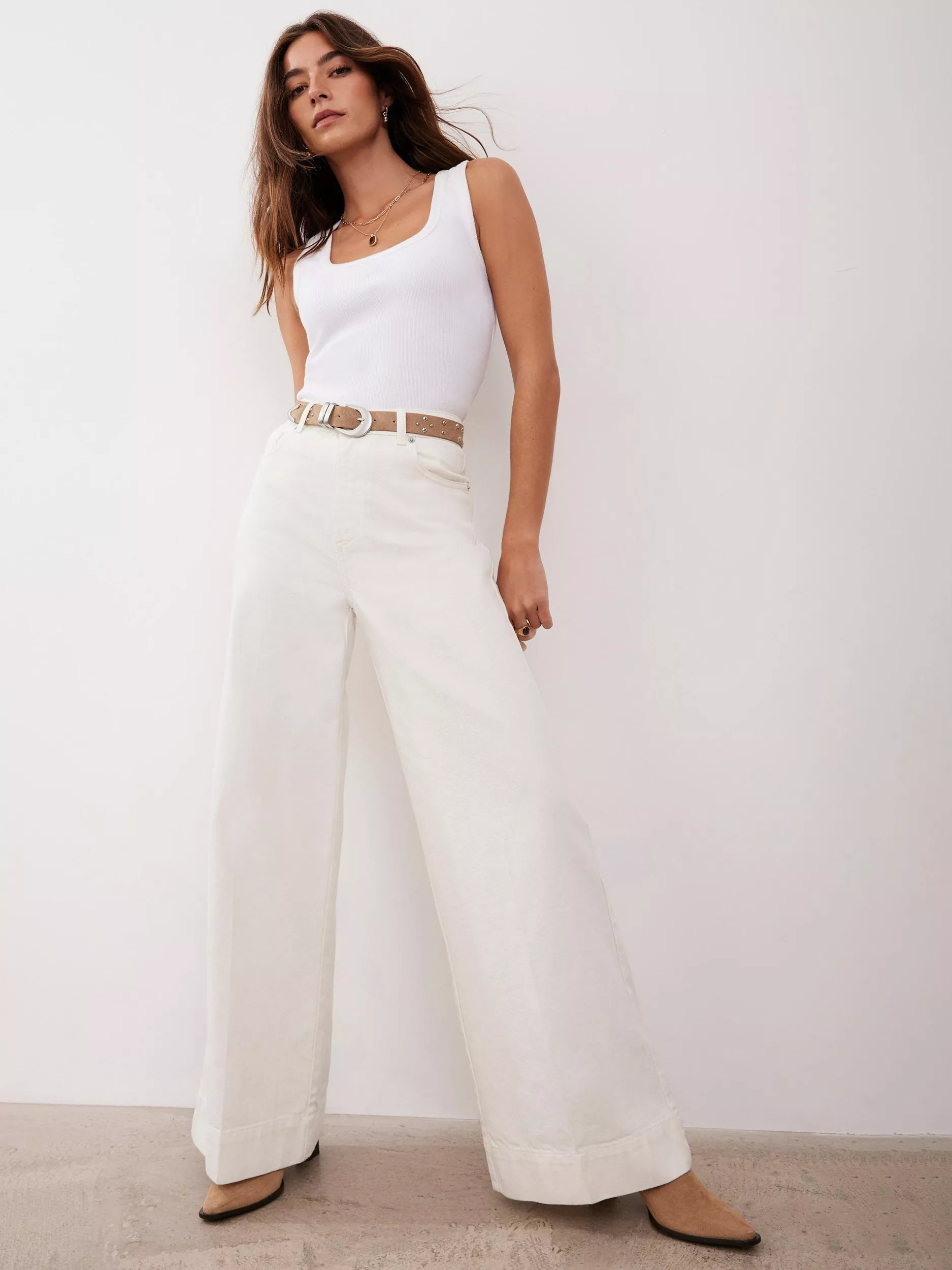 Mint Velvet Wide Leg Mid Rise Cotton Denim Jeans | John Lewis (UK)