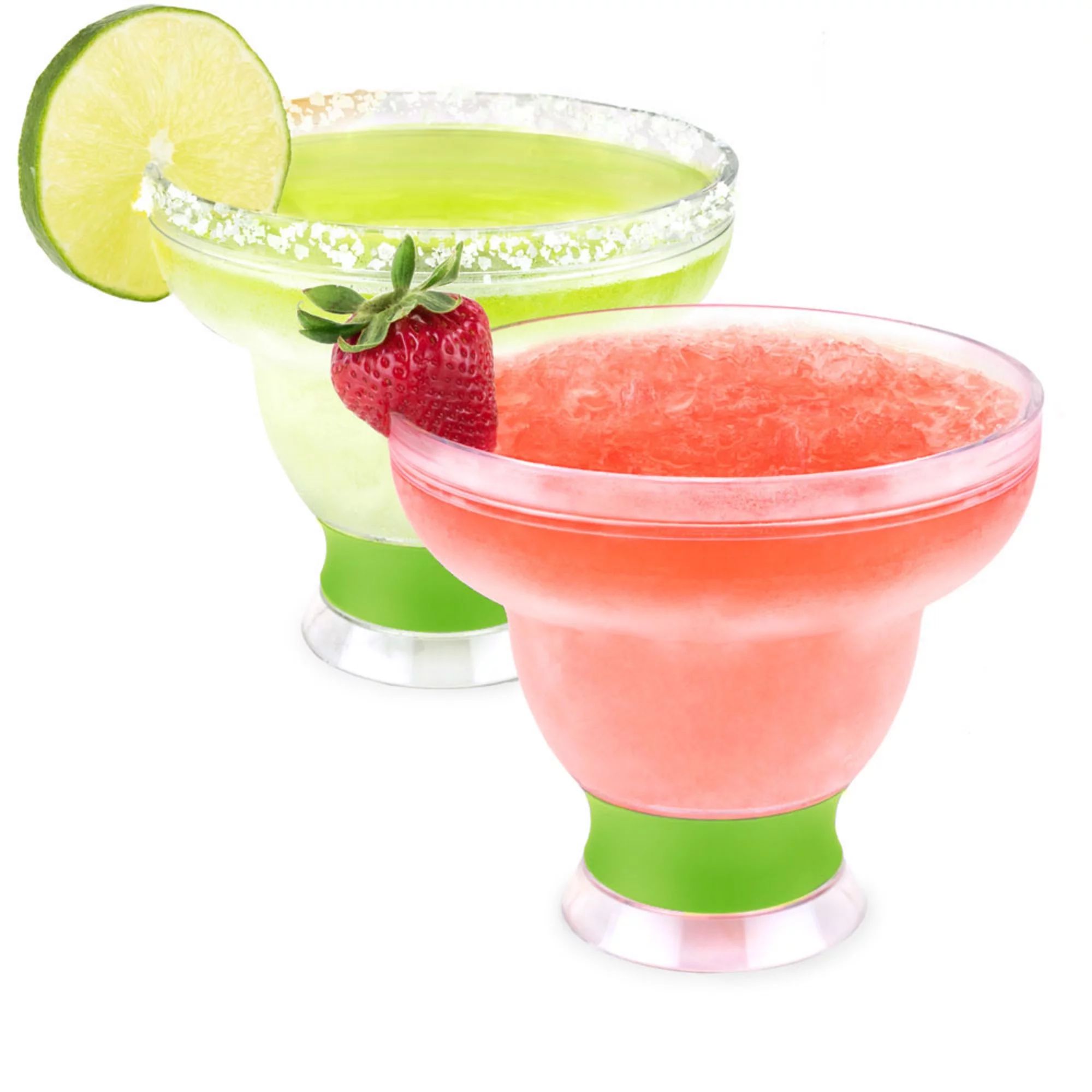 Host Freeze Stemless Margarita Glass, Plastic Double Wall Cocktail Glasses, Set of 2, Green | Walmart (US)