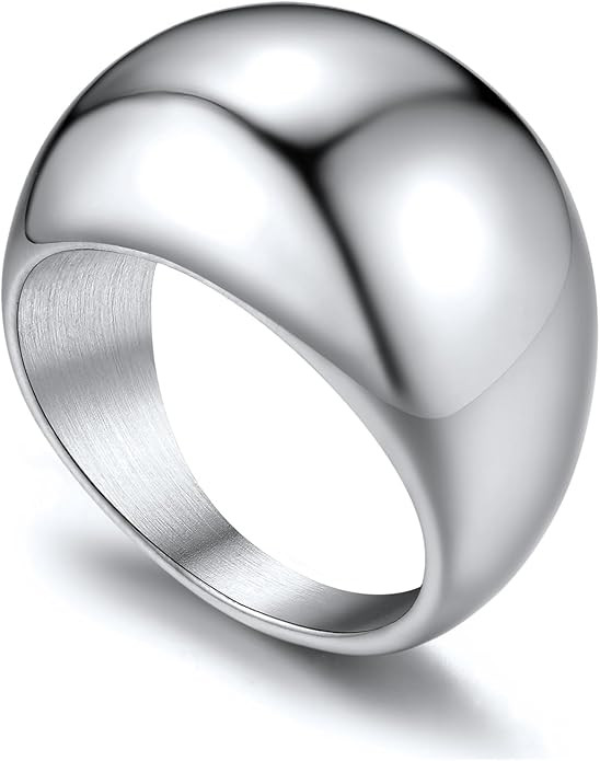 GOLDCHIC JEWELRY Chunky Dome Ring for Women, Stainless Steel Bold Stacking Croissant Statement Ri... | Amazon (US)