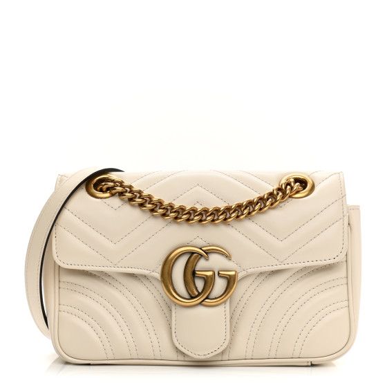 GUCCI Calfskin Matelasse Mini GG Marmont Shoulder Bag White | FASHIONPHILE (US)