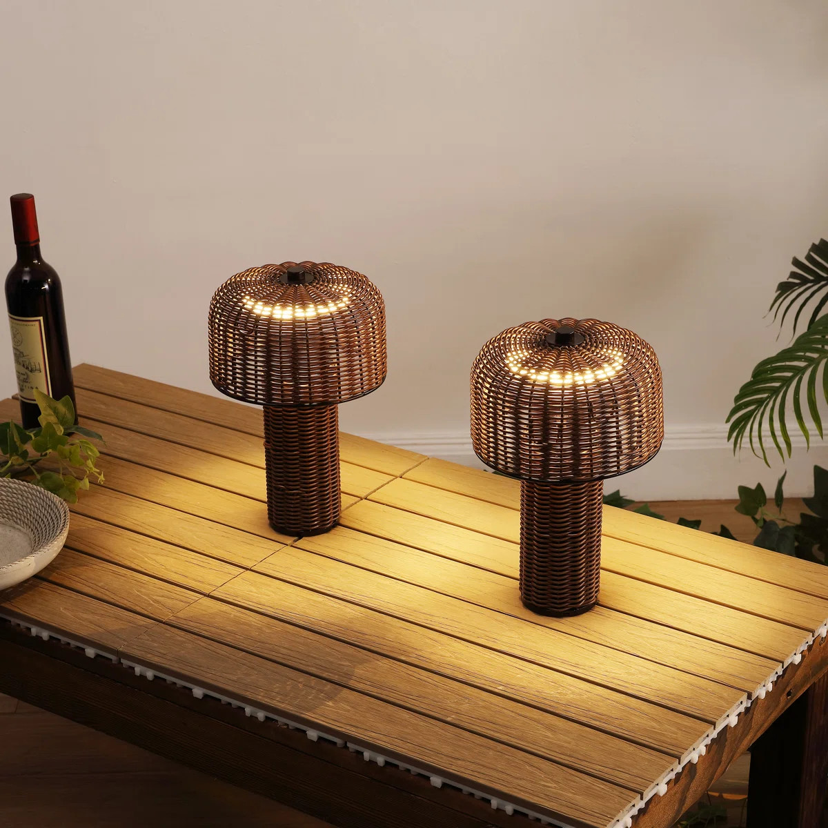 Mia 10" Modern Scandinavian Indoor/Outdoor Faux Wicker Rechargeable/Cordless Dimmable Integrated ... | Wayfair North America