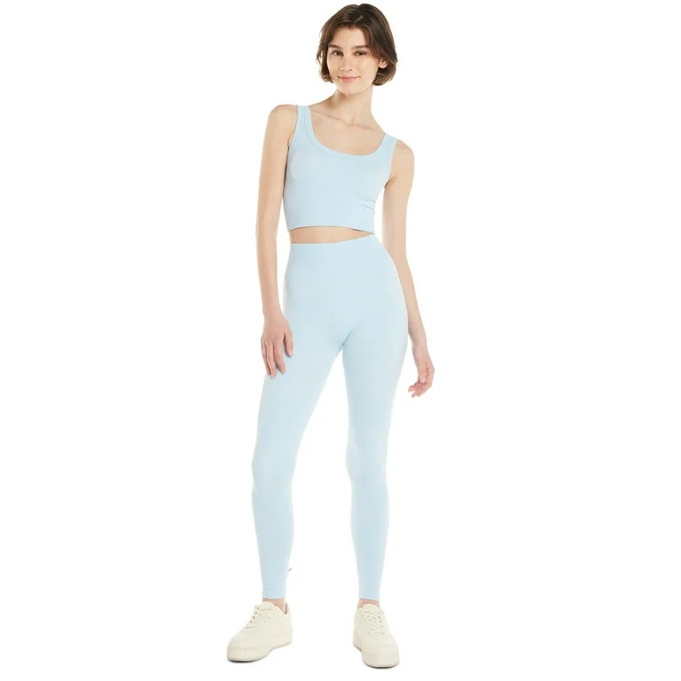 No Boundaries Juniors’ Seamless Cropped Tank and Leggings Set, 2-Piece, Sizes S-XL | Walmart (US)