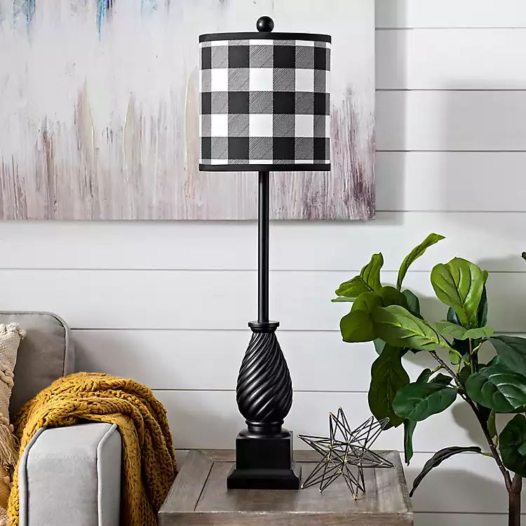 Black and Buffalo Check Allison Buffet Lamp | Kirkland's Home