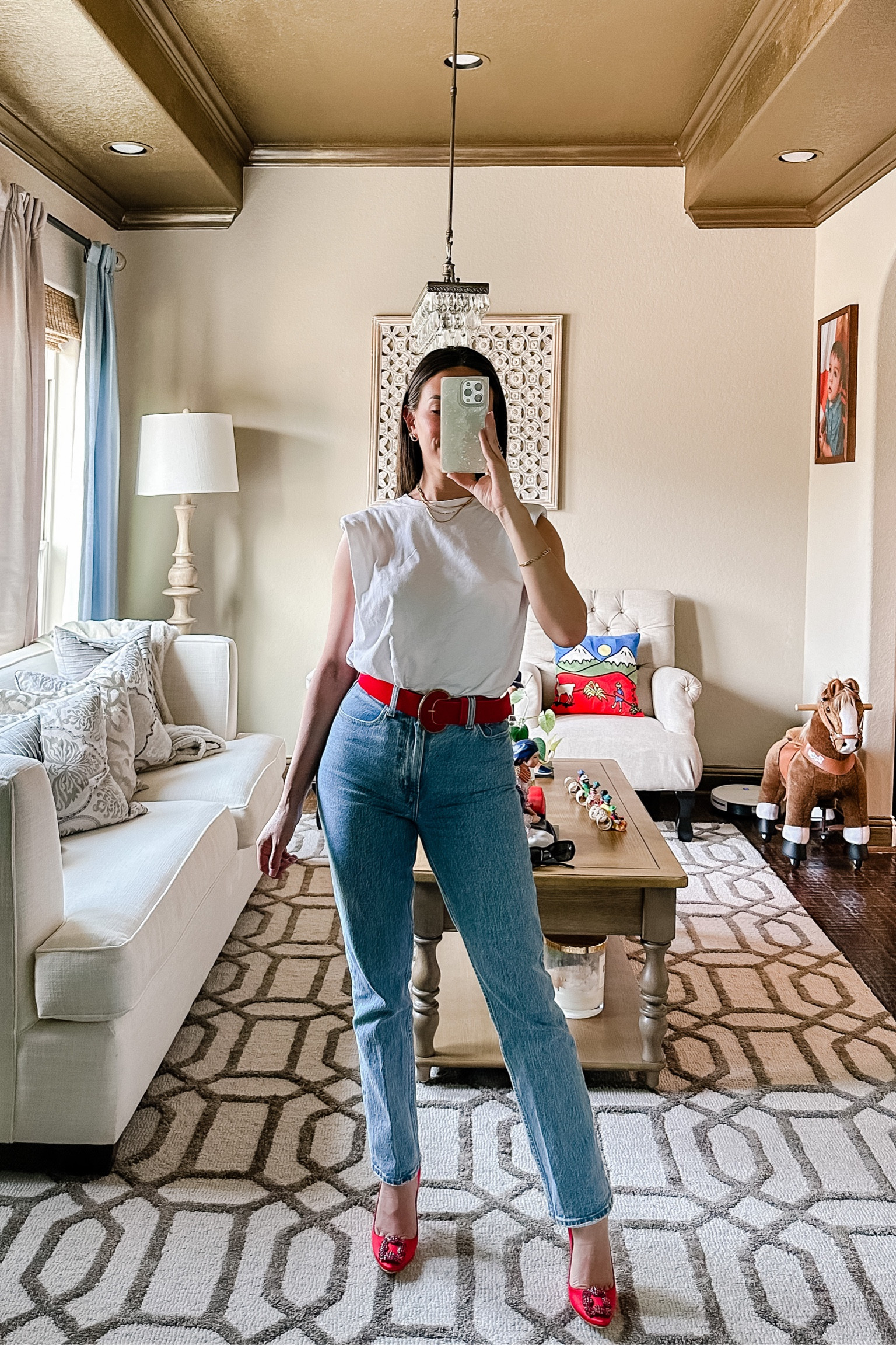 Top: Small
Belt: S/M
Jeans: color medium
Shoes: TTS 


#LTKunder50 #LTKsalealert #LTKFind