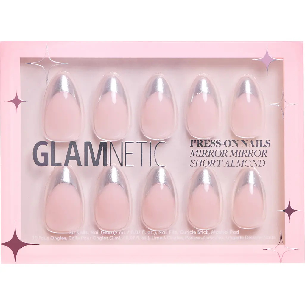 GLAMNETIC Short Almond Press-On Nails Set in Mirror Mirror at Nordstrom | Nordstrom