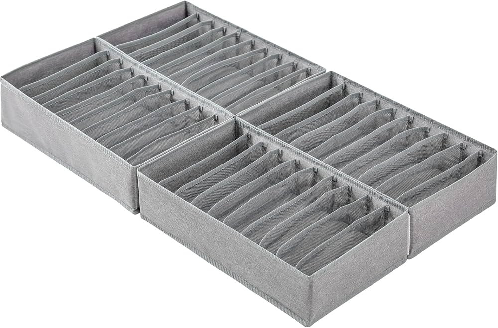 Qozary 4 Pack Drawer Organizers, 10 Grids Foldable Dresser Organizers for Clothing, Folded Clothe... | Amazon (US)