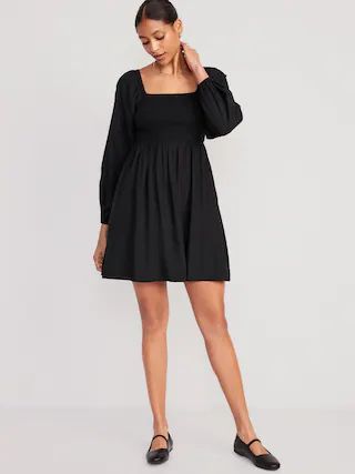 Fit &amp; Flare Long-Sleeve Mini Dress for Women | Old Navy (US)