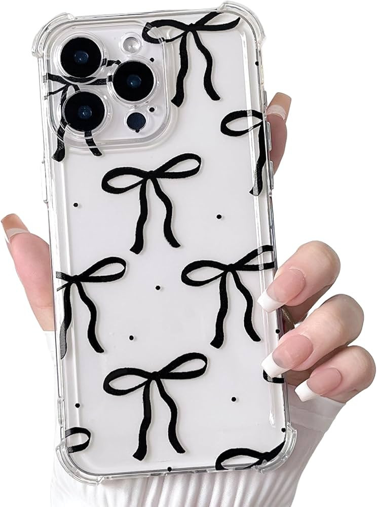 Lovmooful Compatible for iPhone 13 Pro Max Case Cute Clear Ribbon Bow with Four Corners Shockproo... | Amazon (US)