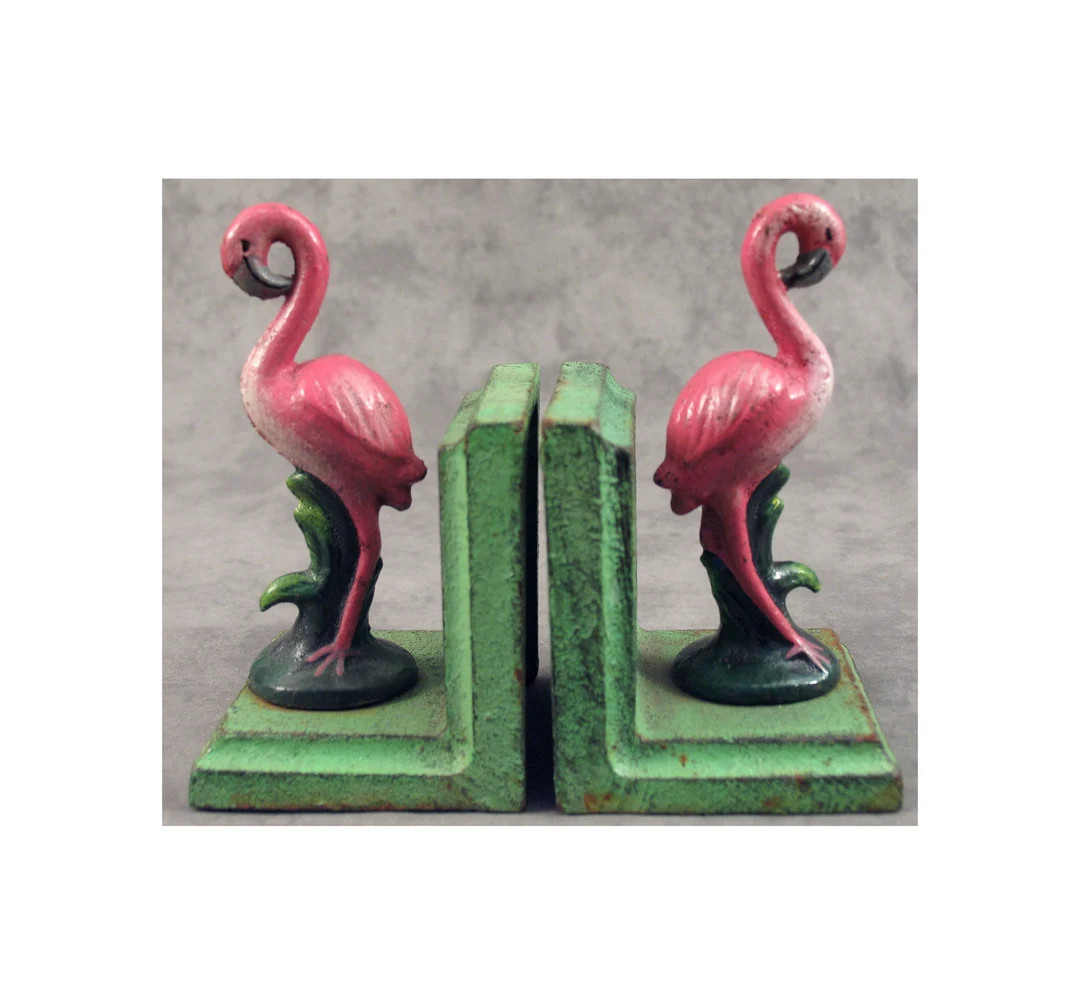 Pair of Tropical PINK FLAMINGO Cast Iron BOOKENDS | Etsy (US)