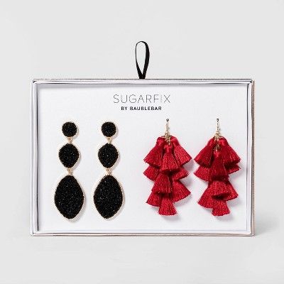 SUGARFIX by BaubleBar Party Perfect Earring Gift Set - Black/Red | Target