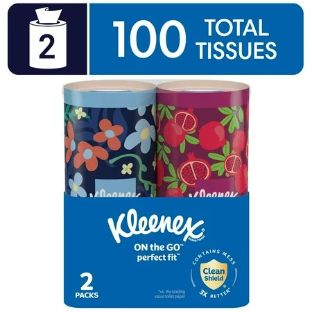 Kleenex Perfect Fit Facial Tissues, 2 Canister Boxes, 50 Tissues per Box, 2-Ply | Walmart (US)