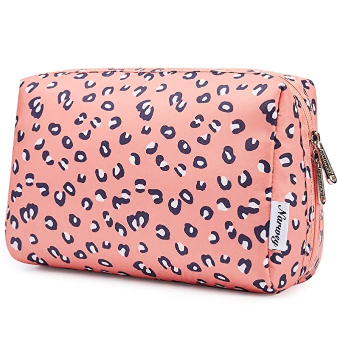 Large Makeup Bag Zipper Pouch Travel Cosmetic Organizer for Women and Girls (Large, Leopard) | Amazon (US)