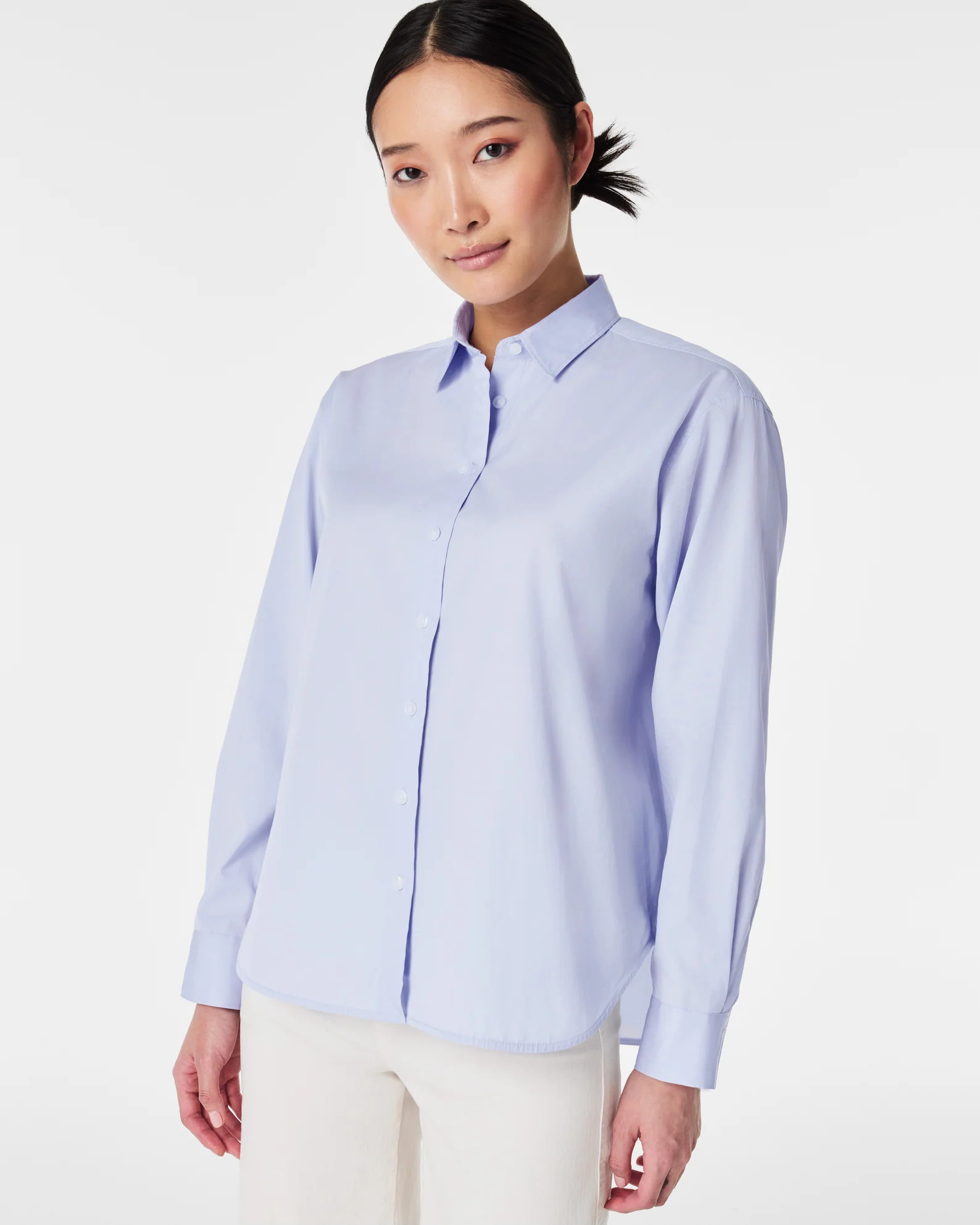 The Best Poplin Striped Button-Down Shirt, Postal Blue Stripe | Spanx