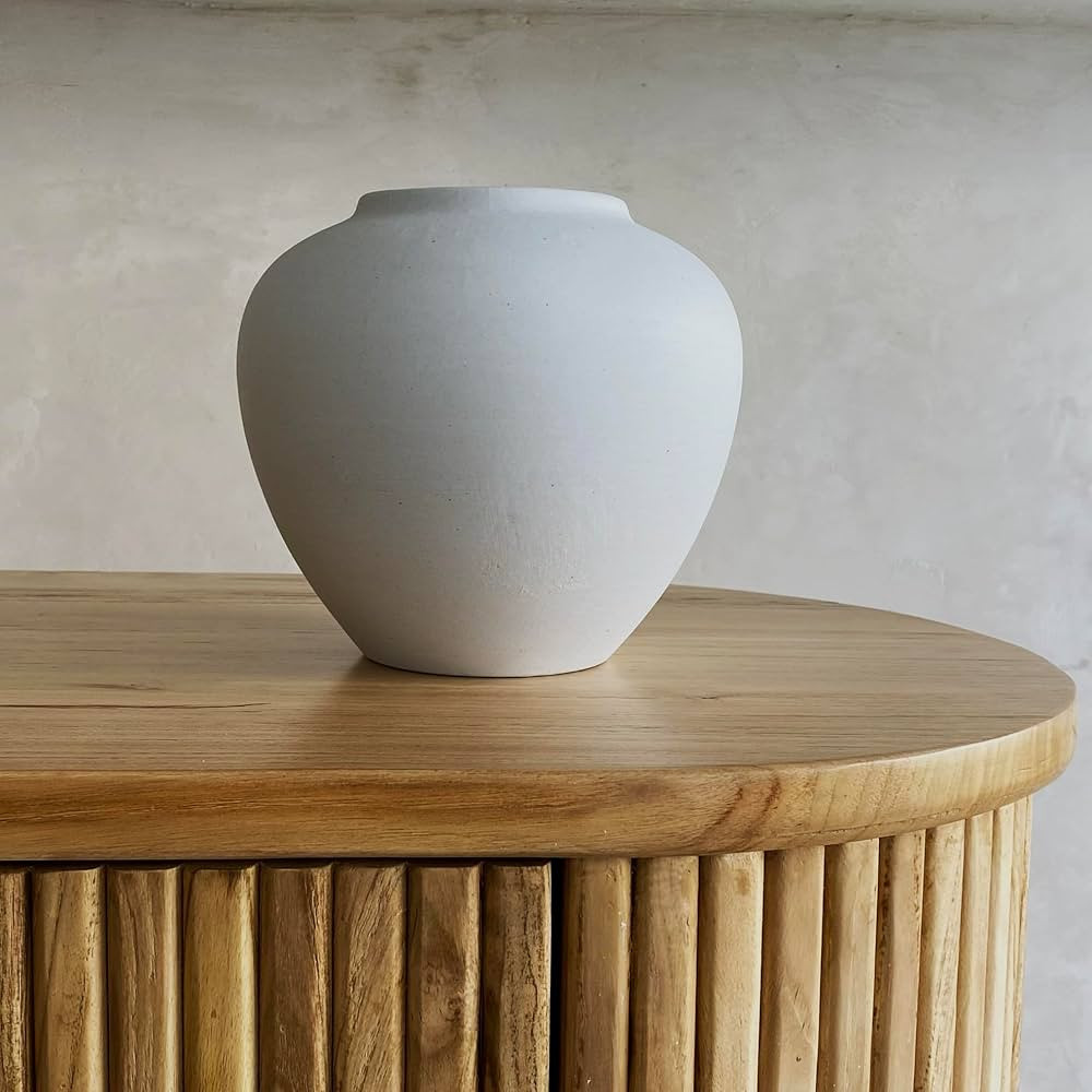Ceramic White Vase Home Decor, Flower Vase Modern Trendy White Vase Minimalist Utensil Holder Far... | Amazon (US)
