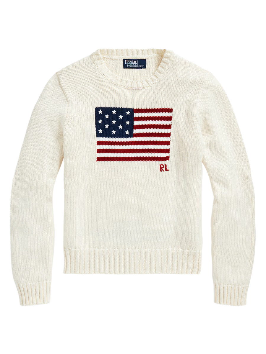 Polo Ralph Lauren Flag Cotton Crewneck Sweater | Saks Fifth Avenue | Saks Fifth Avenue