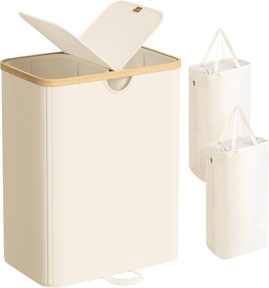 SONGMICS Laundry Hamper with Lids, Laundry Basket with 2 Compartments, 39 Gal. (150 L), Removable... | Amazon (US)