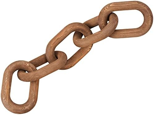QUEENSDOWN Decorative Wood Chain Link Modern Boho Home Farmhouse Decor, 5 Link Chain Decor Hand-C... | Amazon (US)