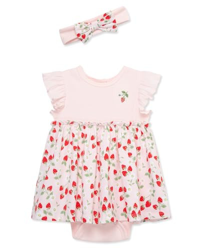 Little Me Clothes for Baby Girls' Strawberries Bodysuit Dress with Headband Set, Pink Strawberries, 12 Months | Amazon (US)