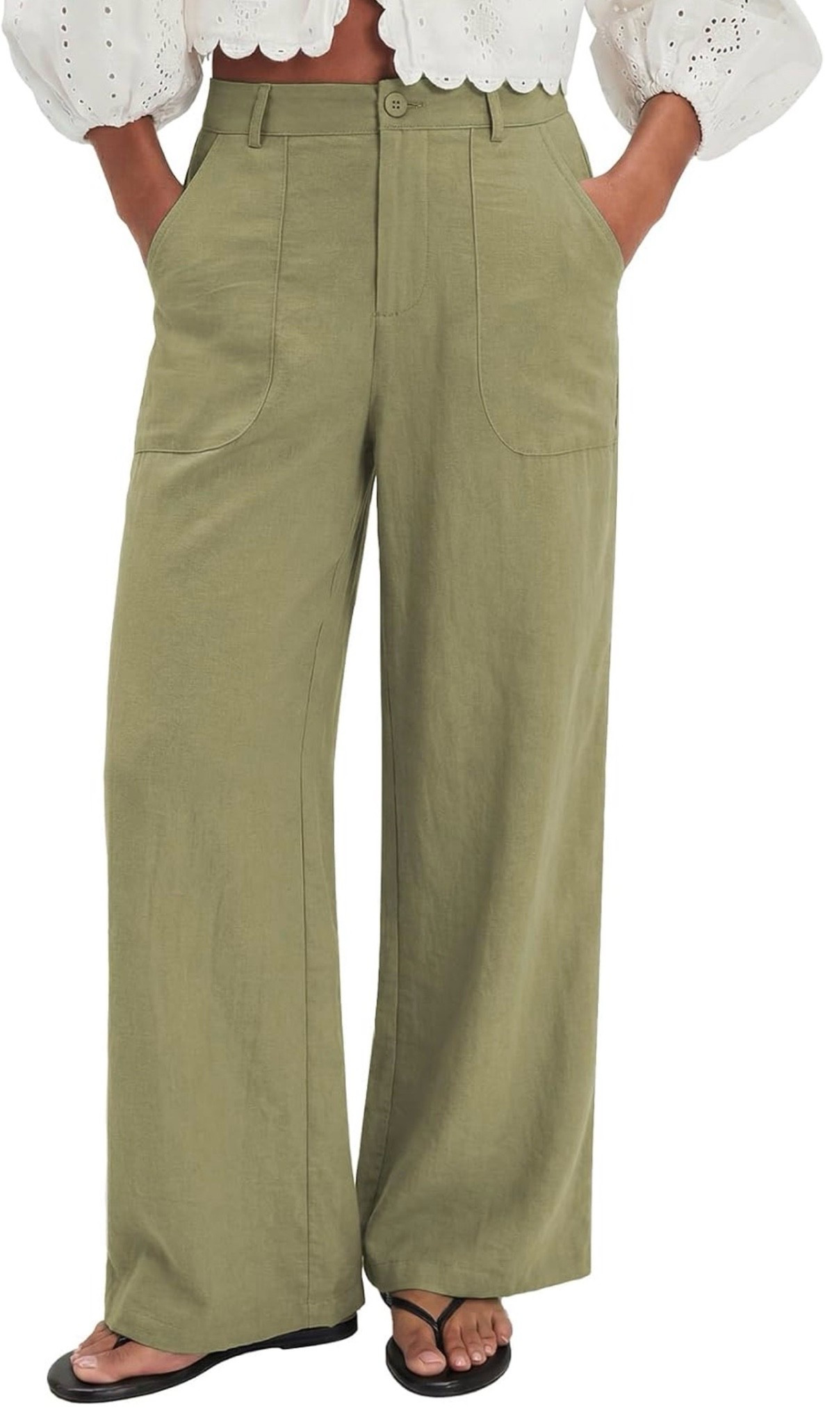 Linen Pants Summer High Waist Wide Leg Palazzo Pants Casual Trousers 2026 Beach Travel Vacation Outfits