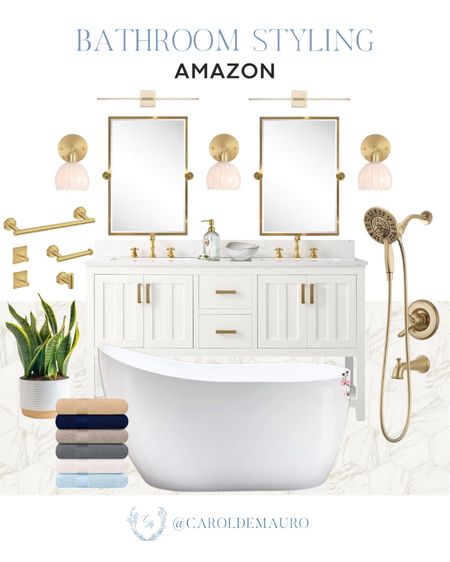Here's an all-white with gold accent inspo for your next bathroom renovation! 
#amazonfinds #interiordesign #bathroomrefresh #modernhome

#LTKSeasonal #LTKstyletip #LTKhome