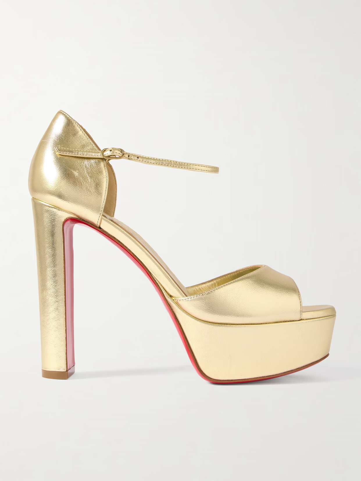 Christian Louboutin - Sandaloo 130 Mirrored-leather Platform Sandals - Gold | NET-A-PORTER (US)