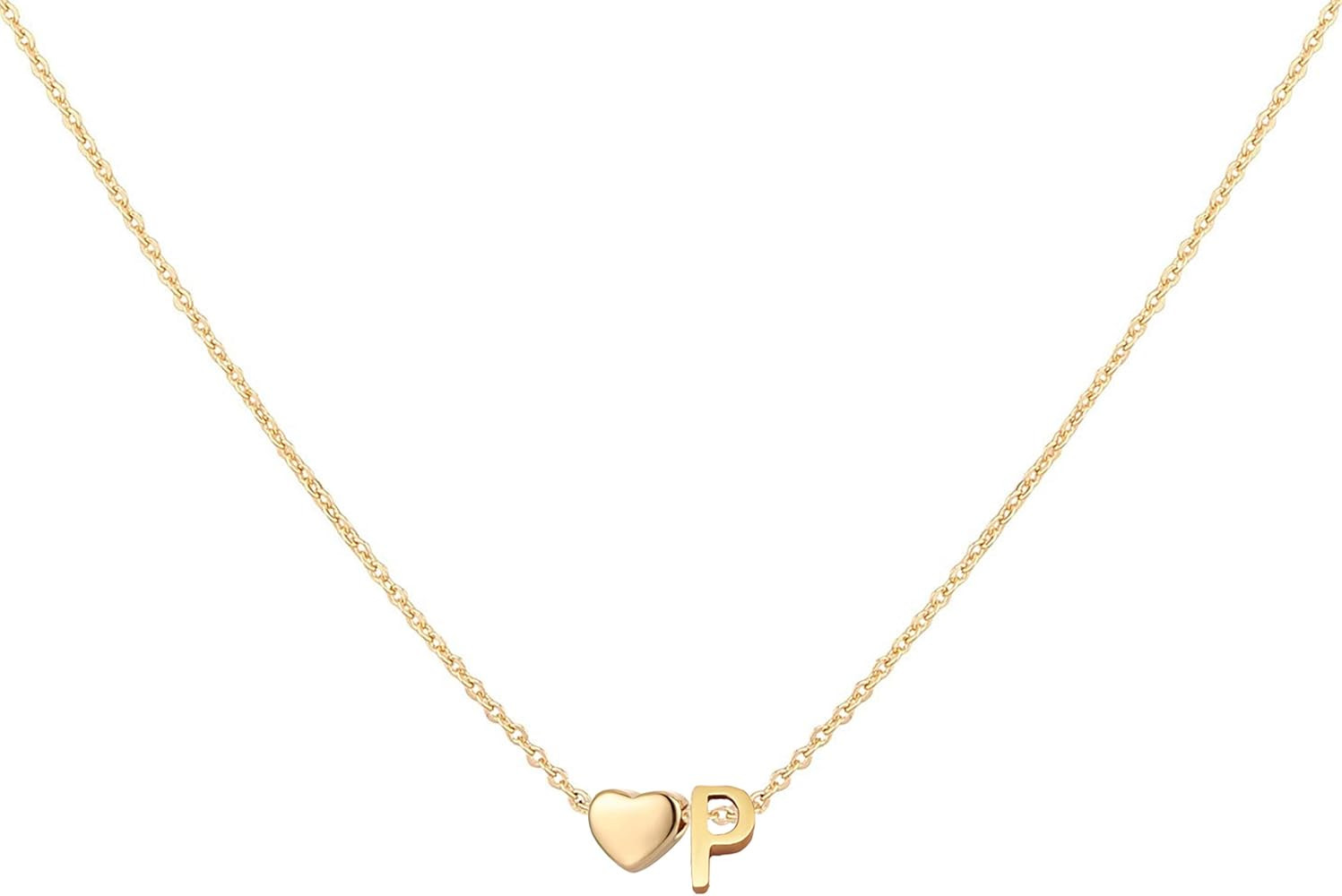 Glimmerst Initial Heart Necklace,18K Gold Plated Stainless Steel Tiny Heart Letter Necklace Perso... | Amazon (US)