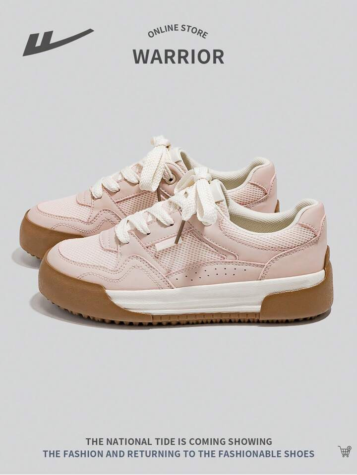 WARRIOR 1 Pair Women's Front Lace-Up Sneakers, Niche Personality Versatile Retro, Lightweight Comfortable Non-Slip Outdoor Casual Low-Top Shoes | SHEIN