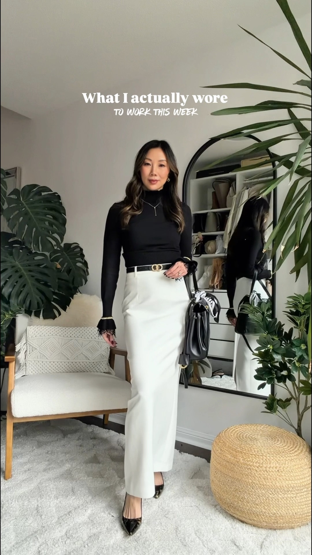 Workwear outfit ideas - What I actually wore to work this week. 🍒
Started strong, ended cozy — as it should be.

Monday: all black, boss energy in trousers and a turtleneck. 
Tuesday: reversing the basics with a black top + white maxi skirt.
Wednesday: dark denim, easy and put-together.
Thursday: wrap sweater + boots.
Friday: cozy knit + skirt, barely trying.
Same capsule wardrobe basics, just styled for the day.

Love these pieces from Commense — elevated, wearable, repeatable.
Workwear doesn’t need to be complicated. It just needs to work.

#LTKootd #LTKOver40 #LTKWorkwear